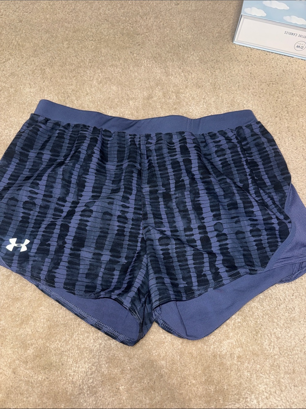 Under Armour Women's Navy and Black Patterned Athletic Shorts